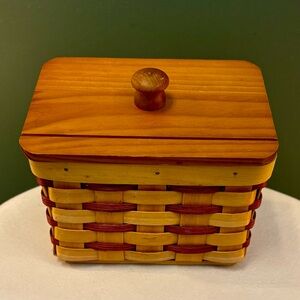 Rustic Wooden Basket with Lid
